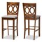 Baxton Studio Carson Grey Upholstered and Walnut Wood 2-Piece Bar Stool Set 167-10858 - alternate 1